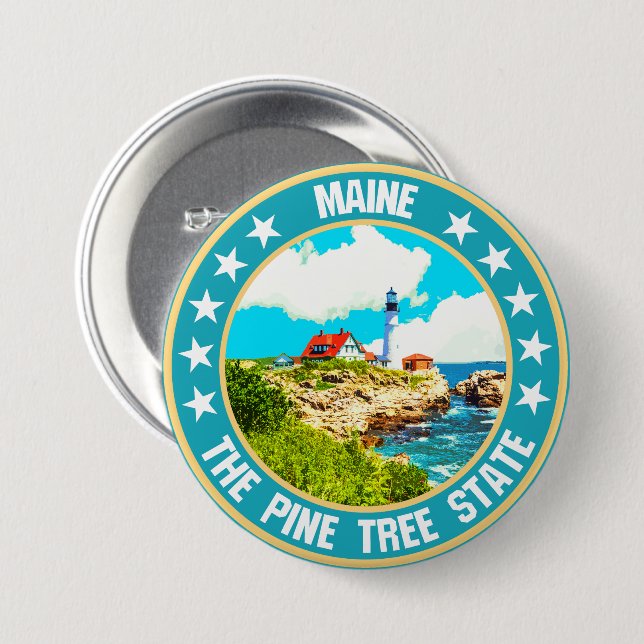 Maine                                              7.5 cm round badge (Front & Back)
