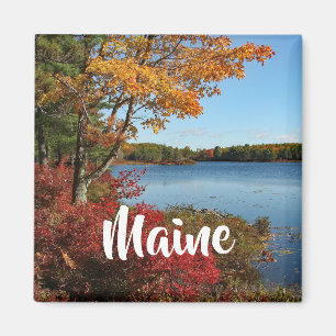 Maine Acadia Lake Autumn Photo Magnet