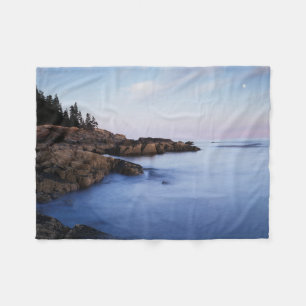 Maine, Acadia National Park, Moonset Fleece Blanket