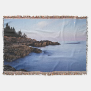 Maine, Acadia National Park, Moonset Throw Blanket