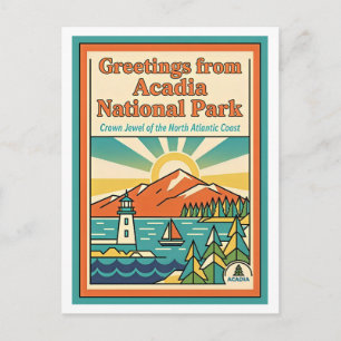 MAINE Acadia National Park Retro Postcard