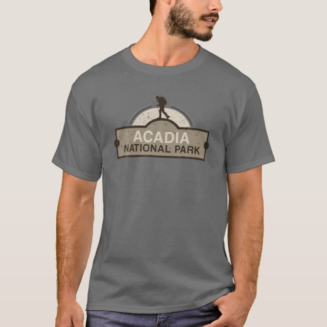Maine Acadia US National Park Hiking Backpacking C T-Shirt (Front)