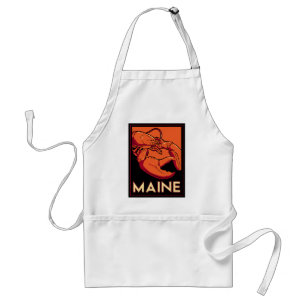 Maine art deco retro travel poster standard apron
