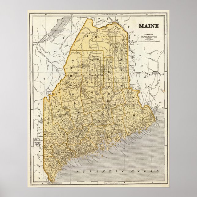 Maine Atlas Map Poster (Front)
