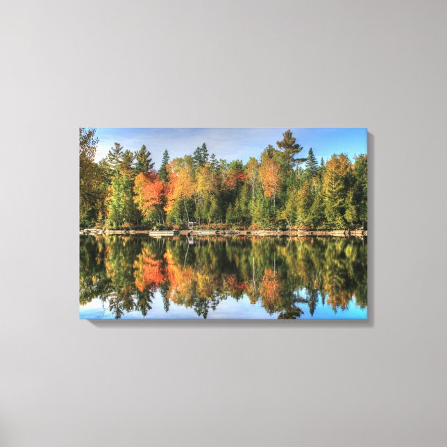 Maine Autumn Fall Foliage Lake Reflections Canvas Print (Front)