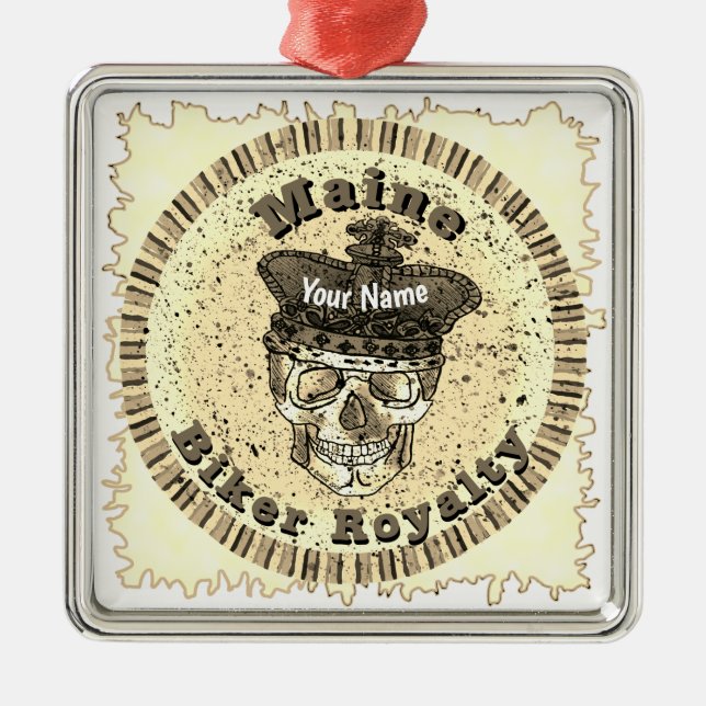 Maine Biker   Metal Tree Decoration (Front)