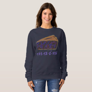 Maine Blueberry Pie Slice Piece Baking Foodie Blue Sweatshirt