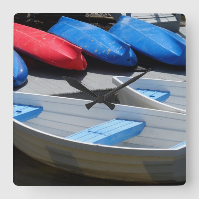 Maine Boats Square Wall Clock (Front)