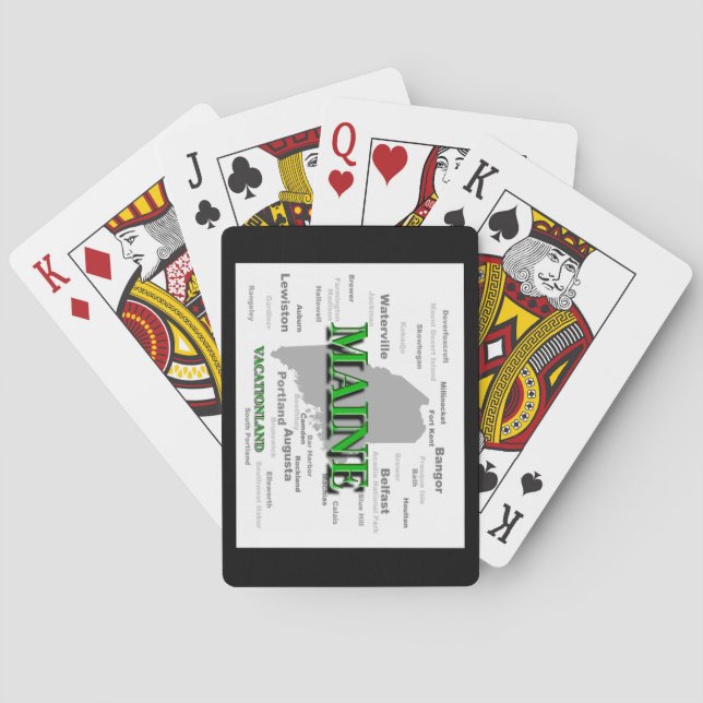 Maine Cities And Towns State Pride Map Playing Cards (Back)