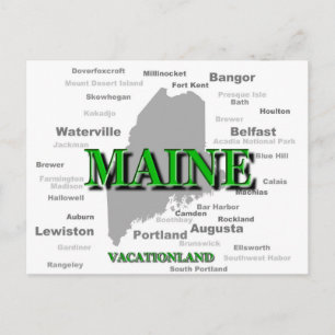 Maine Cities And Towns State Pride Map Postcard