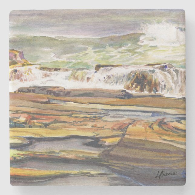 Maine Coast Beach Stone Coaster (Front)