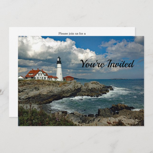 Maine Coast Lighthouse Birthday Invitation (Front/Back)