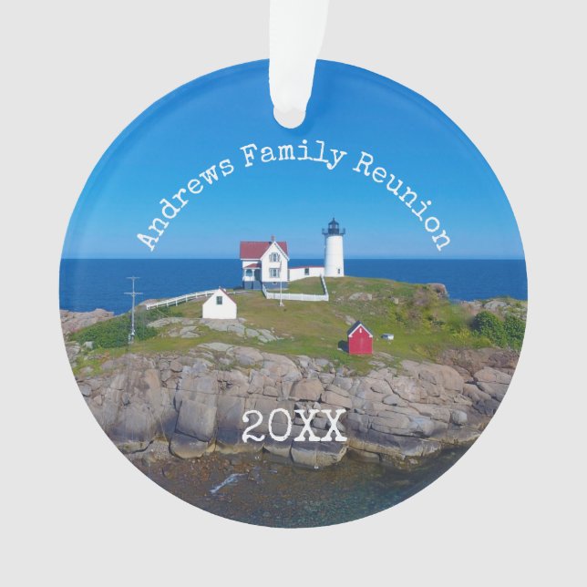 Maine Coastal Family Reunion Photo Nubble Light Ornament (Front)