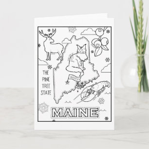 maine colour me collage holiday card