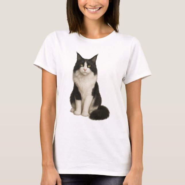 Maine Coon black and white T-shirt (Front)