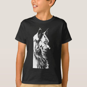 Maine Coon Boy's Black T-Shirt Kids' Cat Print
