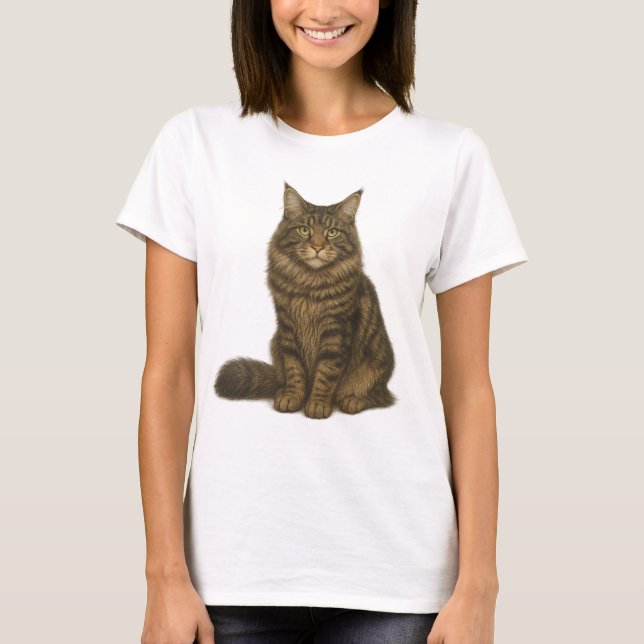 Maine Coon Brown Blotched Tabby T-Shirt (Front)