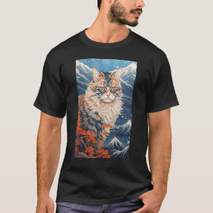 Maine Coon Cat Aesthetic Japanese Ukiyo e 3 T-Shirt