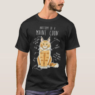 Maine Coon Cat Anatomy  Cute Pet Cat Mom Cat Dad R T-Shirt