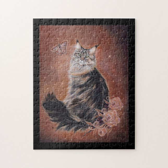 Maine coon cat art by Renee Lavoie  Jigsaw Puzzle (Vertical)