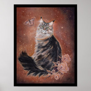 Maine coon cat art by Renee Lavoie Poster