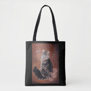 Maine coon cat art by Renee Lavoie Tote Bag