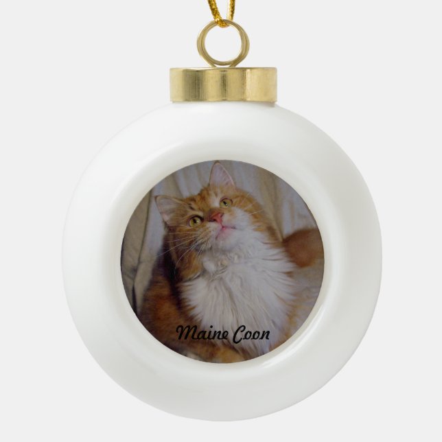 Maine Coon cat Ball Ornament (Front)
