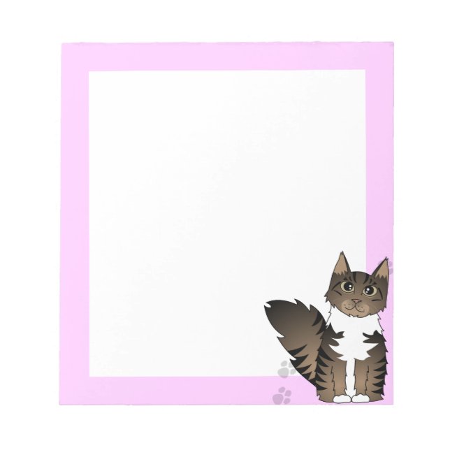 Maine Coon Cat - Brown and White Tabby Notepad (Front)