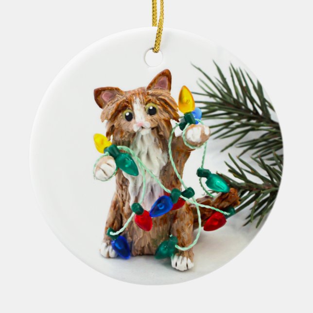 Maine Coon Cat Ceramic Ornament (Front)