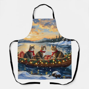 Maine Coon Cat Christmas Boat Holiday Apron