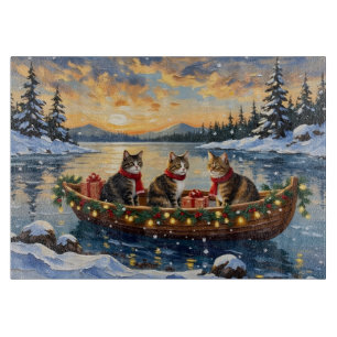 Maine Coon Cat Christmas Boat Holiday Cutting Board
