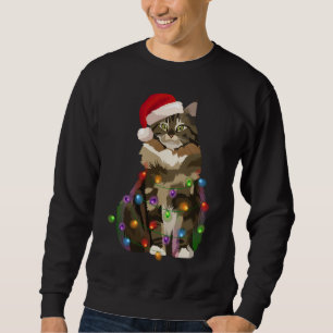 Maine Coon Cat Christmas Lights Xmas Cat Lover Sweatshirt