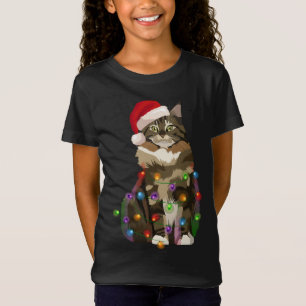 Maine Coon Cat Christmas Lights Xmas Cat Lover T-Shirt