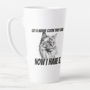 Maine Coon Cat funny black and white personalized Latte Mug