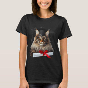 Maine Coon Cat Graduation Ceremony Cap Graduate Ow T-Shirt