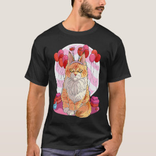 Maine Coon Cat Heart Valentine Day Decor T-Shirt