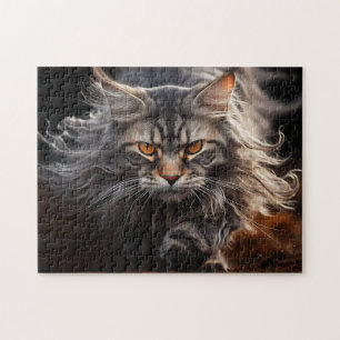 Maine Coon Cat hunting Jigsaw Puzzle