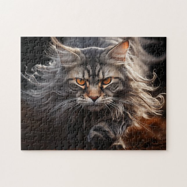 Maine Coon Cat hunting Jigsaw Puzzle (Horizontal)