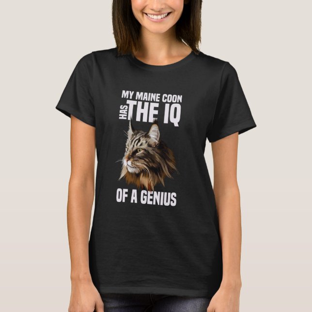 Maine Coon Cat IQ Genius T-Shirt (Front)