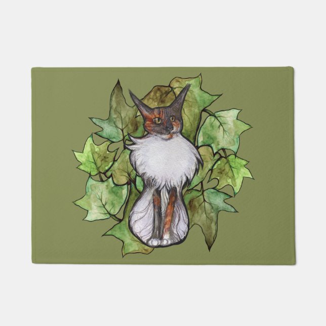 Maine Coon Cat Ivy Dilute Calico                   Doormat (Front)