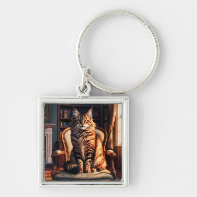 Maine Coon Cat Key Ring (Front)