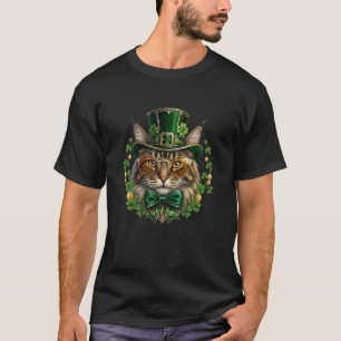 Maine Coon Cat Leprechaun Hat Glasses St Patricks T-Shirt