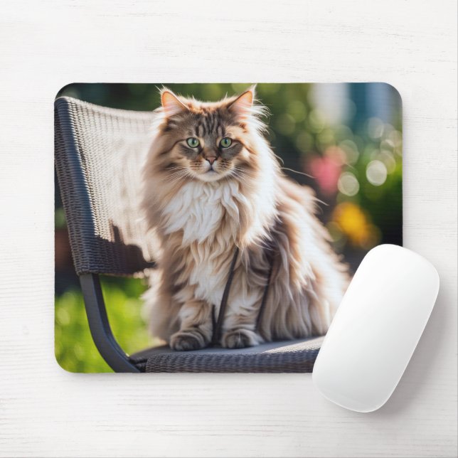 Maine Coon Cat On Chair Mouse Pad (With Mouse)