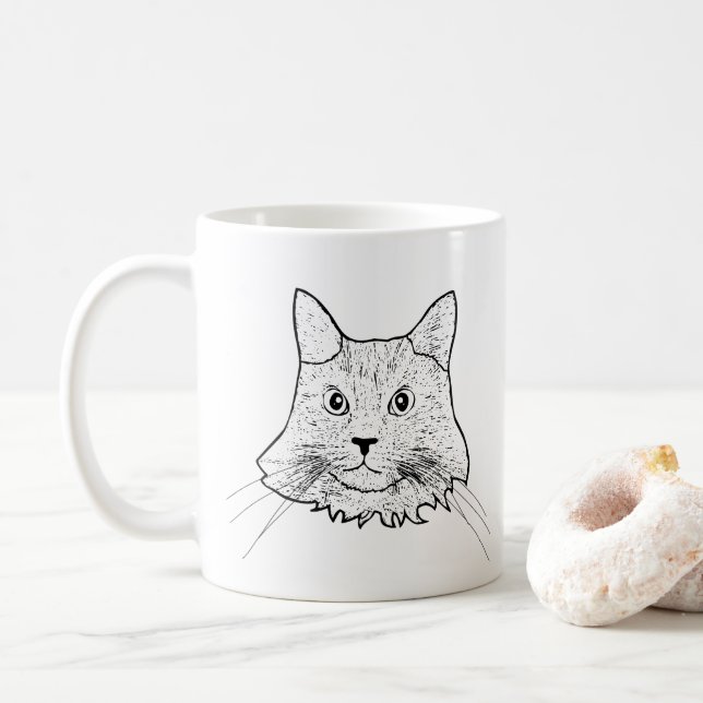 Maine Coon Cat Personalised Coffee Mug (With Donut)