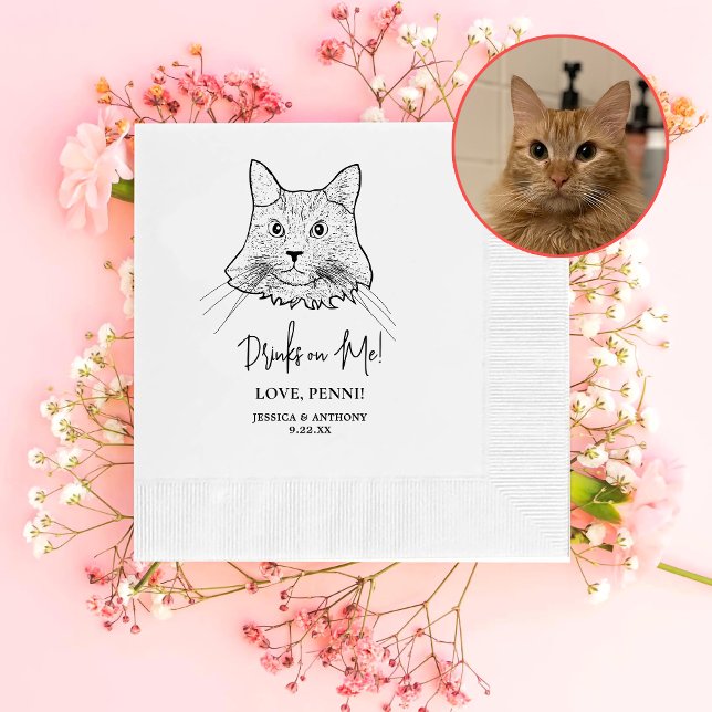 Maine Coon Cat Personalised Drinks On Me Napkin (Creator Uploaded)