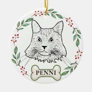 Maine Coon Cat Personalized Ceramic Tree Decoration