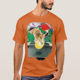 Maine Coon Cat Playing Table Tennis Ping Pong T-Shirt