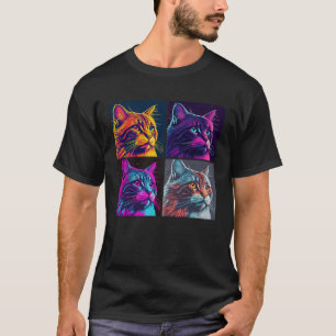 Maine Coon Cat Pop Illustration Colourful Animal T-Shirt