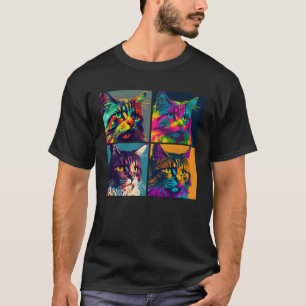 Maine Coon Cat Pop Illustration Colourful Animal T-Shirt