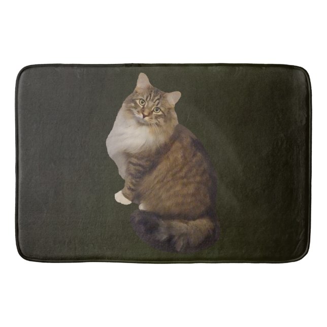 Maine Coon Cat Portrait Bath Mat (Front)